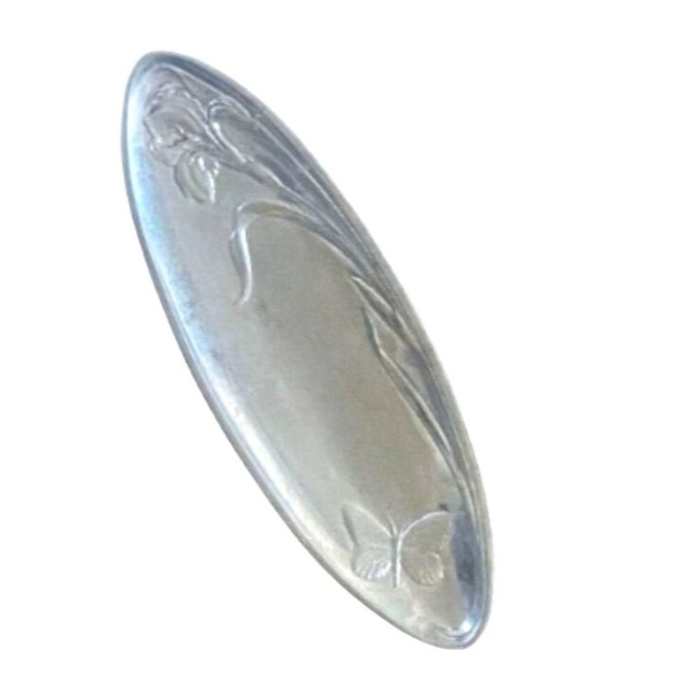 LENOX Butterfly Meadow Embossed Relief Silver Tray Oblong Bread Tray Serveware